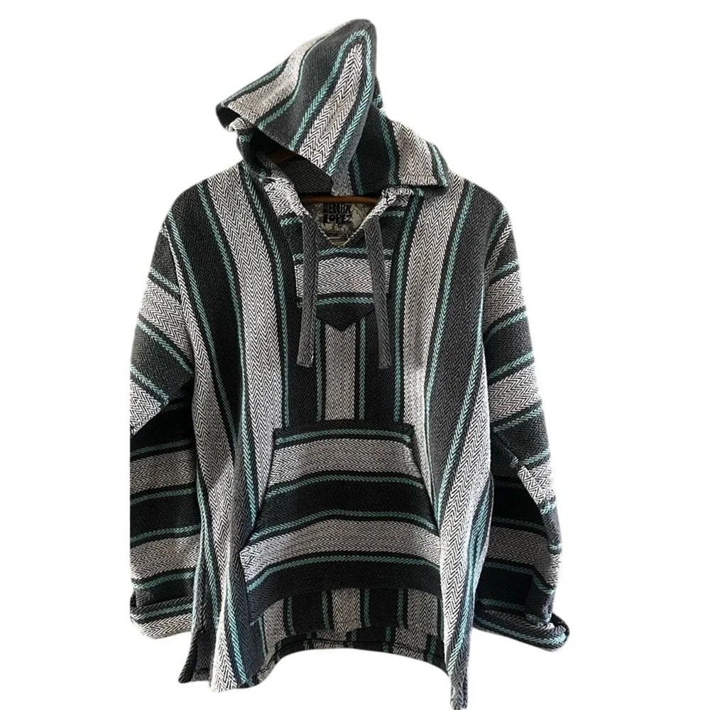 Senor Lopez SZ Medium/Large Baja Drugrug‎ Hoodie Striped Multicolor Beach